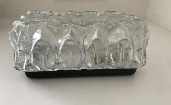 Image 1 of Plafonnier vintage en verre glacé Lampe murale en verre années 60