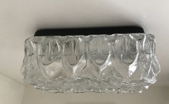 Image 1 of Plafonnier vintage en verre glacé Lampe murale en verre années 60