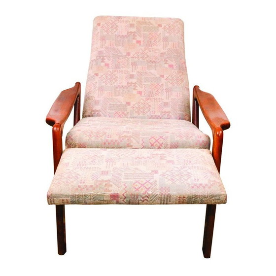 Image 1 of Fauteuil inclinable vintage danois avec repose-pieds pliant, années 1960