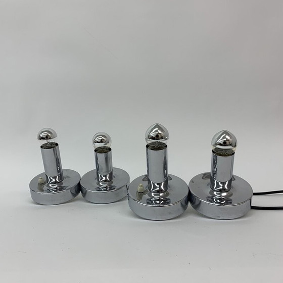 Image 1 of Paire de lampes en métal de l'ère spatiale, 1970