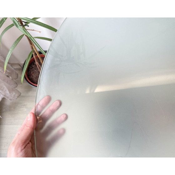 Image 1 of Table ronde vintage à champignon en bois et verre, 1970