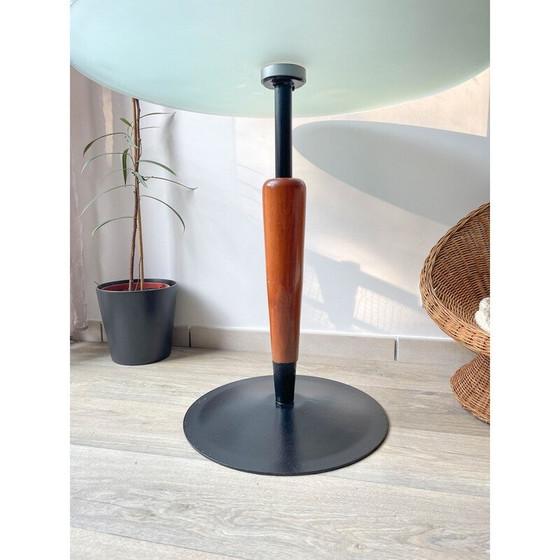 Image 1 of Table ronde vintage à champignon en bois et verre, 1970