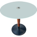 Table ronde vintage à champignon en bois et verre, 1970