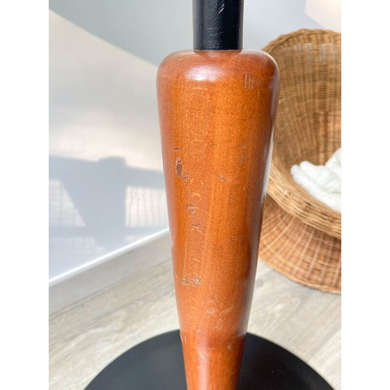 Image 1 of Table ronde vintage à champignon en bois et verre, 1970