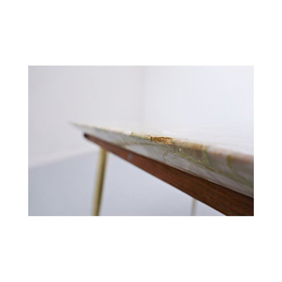 Image 1 of Table d'appoint vintage en mable et laiton, italien, années 1960