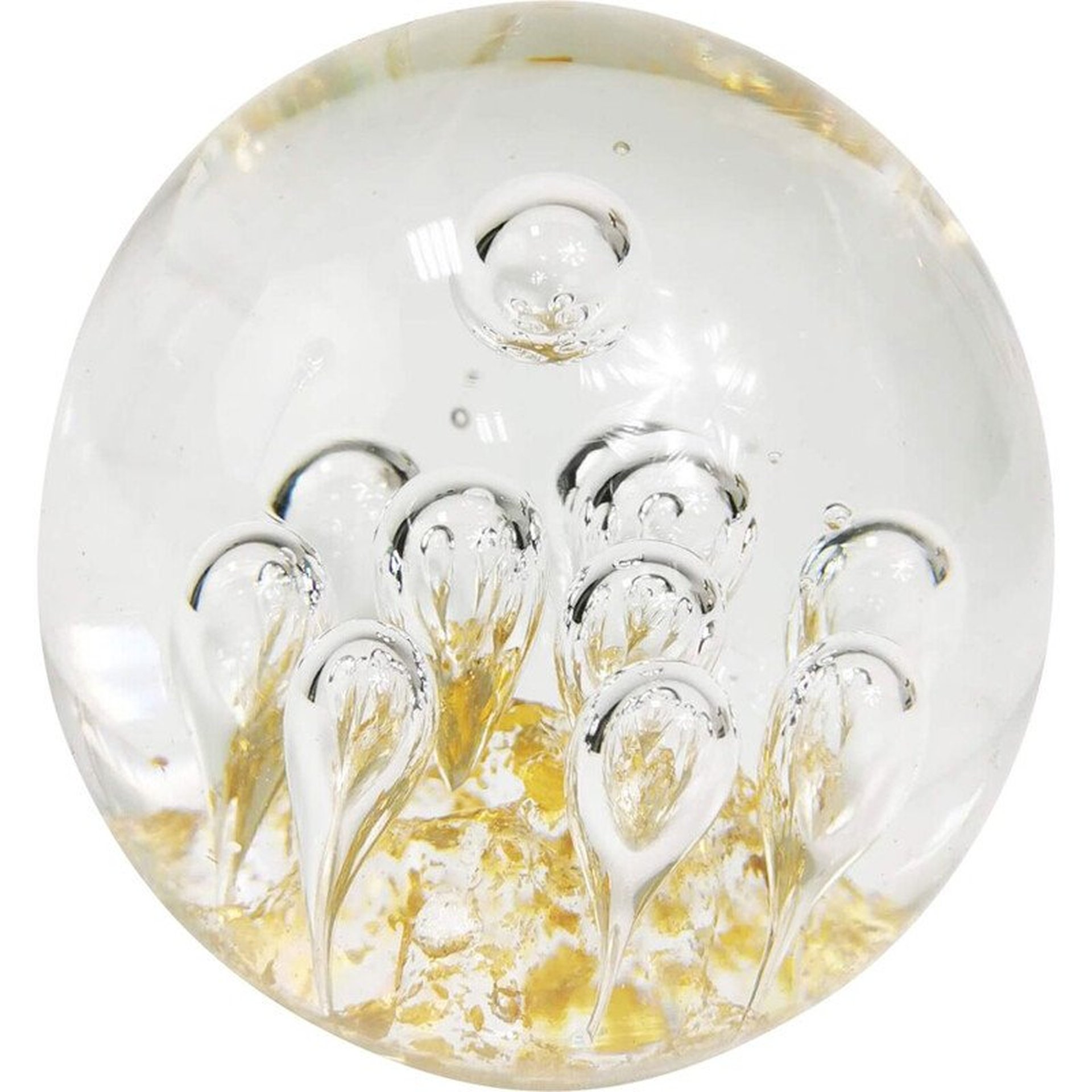 Ancienne Boule En Cristal Avec Support – Base Victorienne En Métal Doré (occasion)