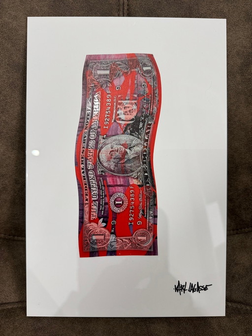 Edition/Plexiglass - Karl Lagasse - One Dollar On My Red Canvas