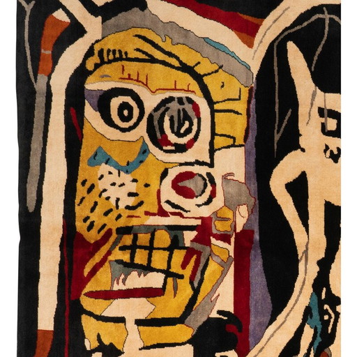 Tapis vintage "Têtes de poule" de Jean-Michel Basquiat, 1982