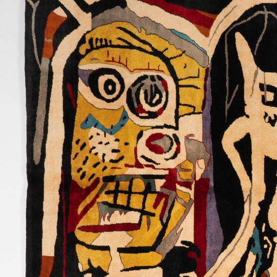 Image 1 of Tapis vintage "Têtes de poule" de Jean-Michel Basquiat, 1982