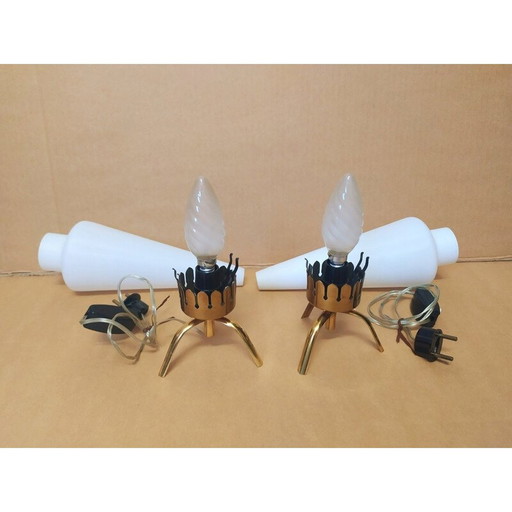 Paire de lampes de table italiennes vintage,1950s