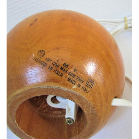 Image 1 of Paire de lampes boules en bois massif vintage par Imt, Italie 1980-1990