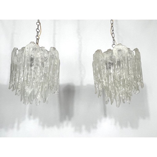 Paire de lustres en verre Murano Mazzega, 1970