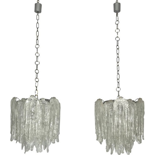 Paire de lustres en verre Murano Mazzega, 1970