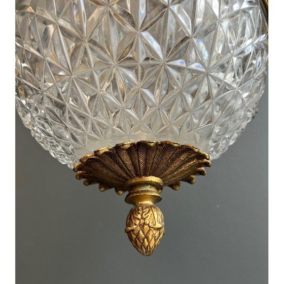 Image 1 of Lustre montgolfière vintage en bronze et cristal, France 1940