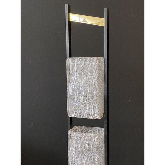 Image 1 of Lampadaire vintage en métal avec 4 abat-jours en verre par Maison Arlus, 1950