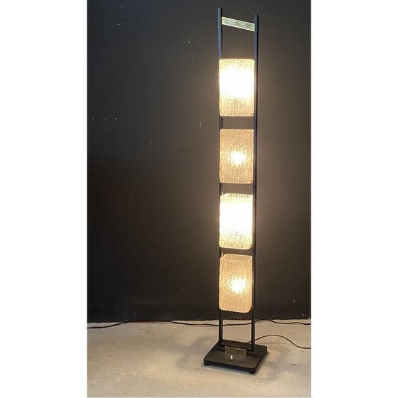 Image 1 of Lampadaire vintage en métal avec 4 abat-jours en verre par Maison Arlus, 1950