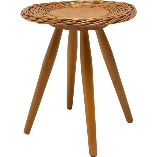 Tabouret en rotin du milieu du siècle par Jan Kalous pour Úluv, Tchécoslovaquie années 1960