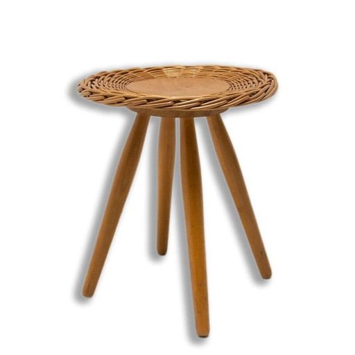 Tabouret en rotin du milieu du siècle par Jan Kalous pour Úluv, Tchécoslovaquie années 1960