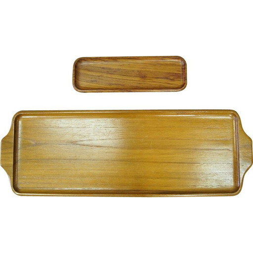 Paire de plateaux en teck massif scandinave vintage par Karl Holmberg AB, Suède 1960