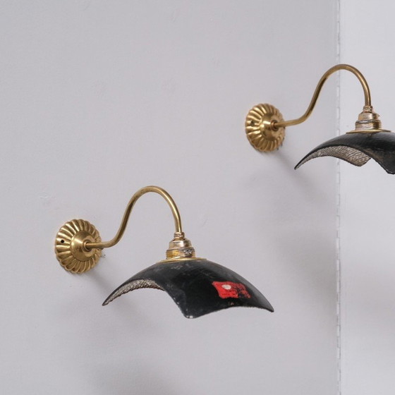 Image 1 of Lampes murales vintage Mercury en verre réfléchissant et laiton, Angleterre