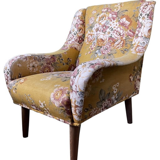 Fauteuil floral danois du milieu du siècle, 1970