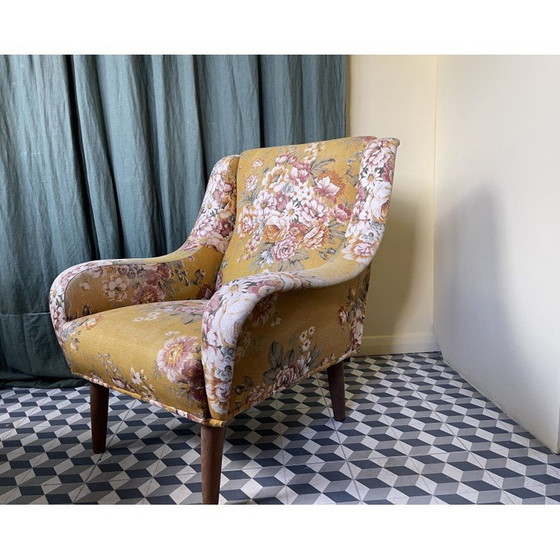 Image 1 of Fauteuil floral danois du milieu du siècle, 1970