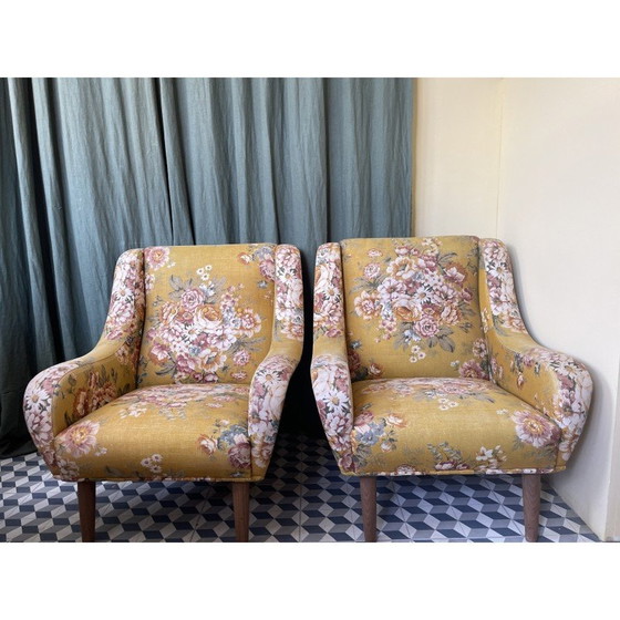 Image 1 of Fauteuil floral danois du milieu du siècle, 1970