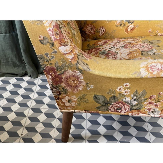 Image 1 of Fauteuil floral danois du milieu du siècle, 1970