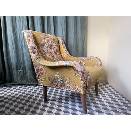 Image 1 of Fauteuil floral danois du milieu du siècle, 1970
