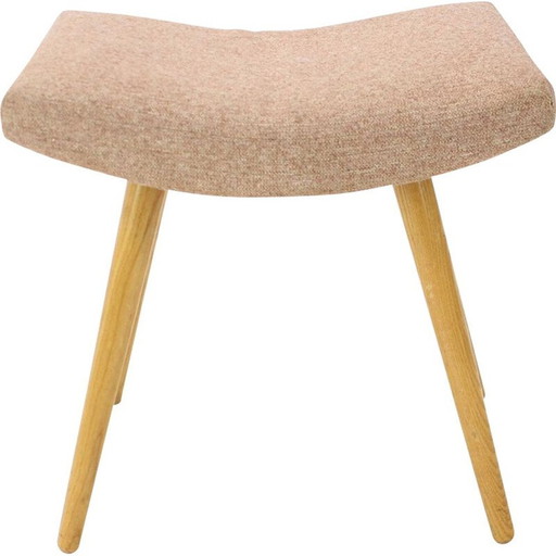 Tabouret vintage en bois de chêne, Tchécoslovaquie 1980