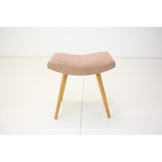 Image 1 of Tabouret vintage en bois de chêne, Tchécoslovaquie 1980