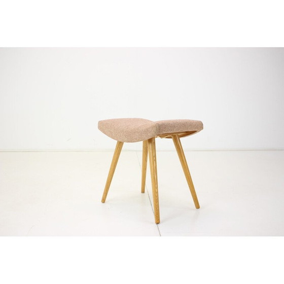 Image 1 of Tabouret vintage en bois de chêne, Tchécoslovaquie 1980
