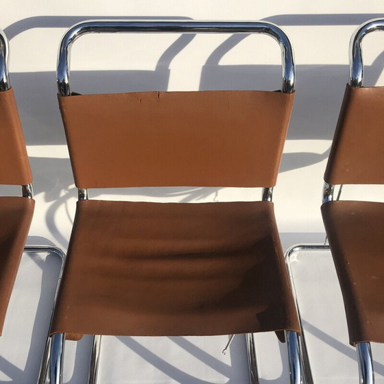 Image 1 of Ensemble de 4 chaises de salle à manger Art déco chromées milieu de siècle par Mies van der Rohe MR10, 1960s