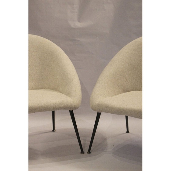 Image 1 of Paire de fauteuils vintage "Ewa" en tissu blanc cassé, Pologne 1970