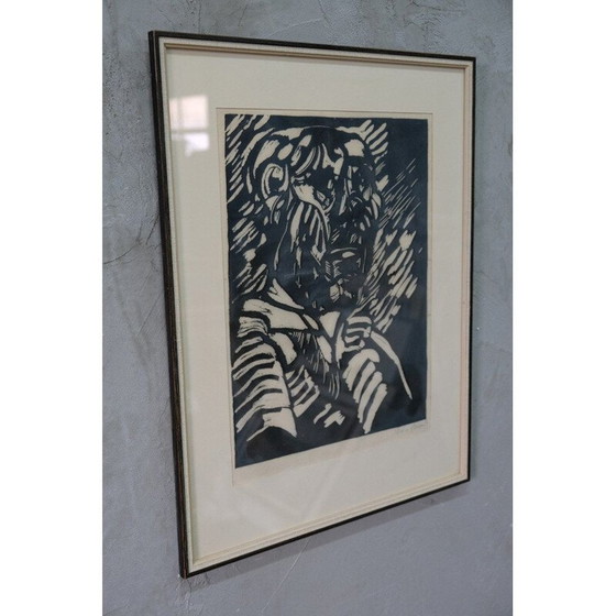 Image 1 of Gravure sur bois postmoderne de Sven Wiig Larsen, Danemark 1954