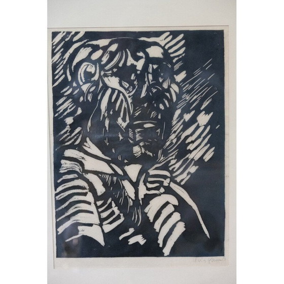 Image 1 of Gravure sur bois postmoderne de Sven Wiig Larsen, Danemark 1954