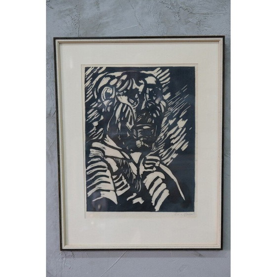 Image 1 of Gravure sur bois postmoderne de Sven Wiig Larsen, Danemark 1954