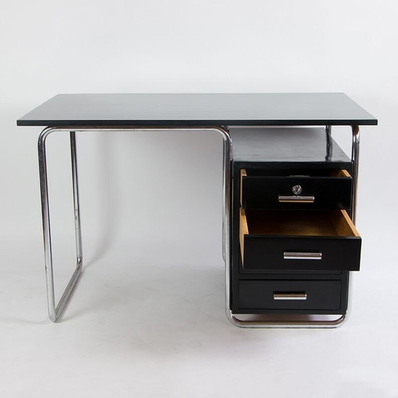Image 1 of Bureau vintage Bauhaus en hêtre teinté