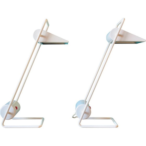 Image 1 of Paire de lampes vintage en métal laqué blanc "Arkilux", Danemark 1995