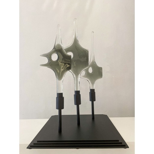 Sculpture vintage en verre et bois School of Fish de Livio Seguso, années 1970