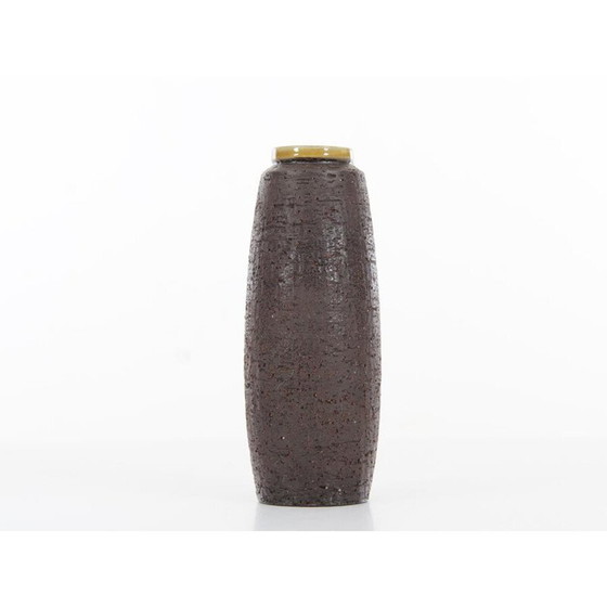 Image 1 of Vase scandinave vintage en céramique brune avec col jaune par Gunnar Nylund pour Nymølle, 1960