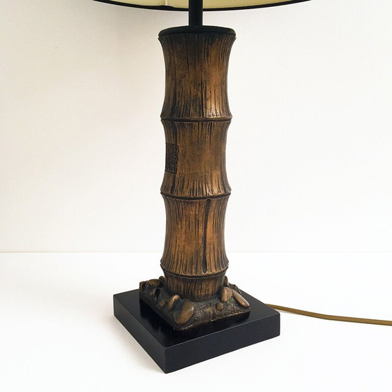 Image 1 of Lampe de table vintage en faux sambou sculpté, Chine 1970