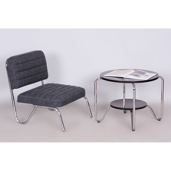 Image 1 of Tabouret vintage Bauhaus en acier chromé, Tchécoslovaquie 1940