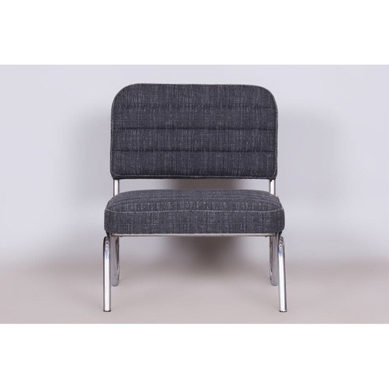 Image 1 of Tabouret vintage Bauhaus en acier chromé, Tchécoslovaquie 1940