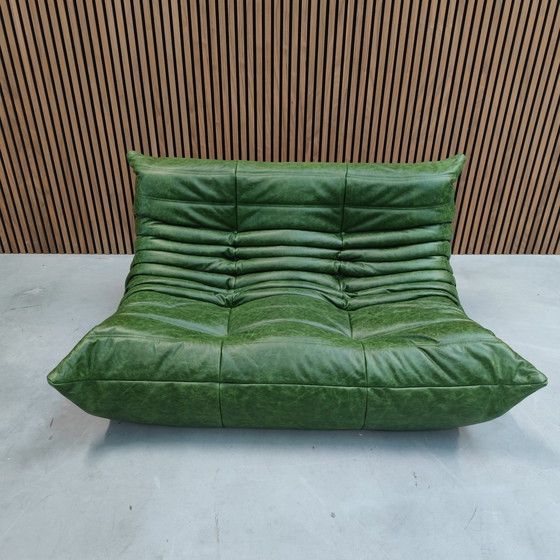 Image 1 of Ligne Roset Deux places en cuir vert Togo