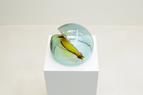 Image 1 of Rare grande sculpture abstraite en verre / porte-revues par Toni Zuccheri pour Veart, 1970S Italie.