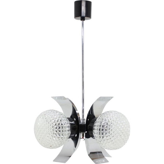 Image 1 of Lustre vintage pour Elektroinstala Děčín en verre et métal 1970.