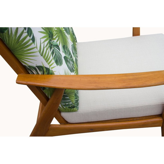 Image 1 of Fauteuil vintage en hêtre, beige-vert 1960