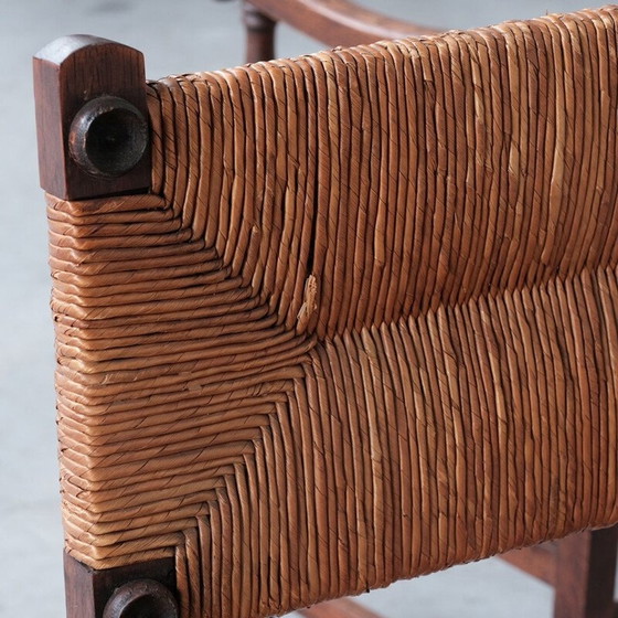 Image 1 of Paire de fauteuils vintage en chêne et jonc, France 1950