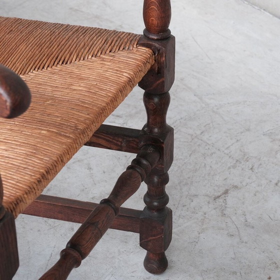 Image 1 of Paire de fauteuils vintage en chêne et jonc, France 1950